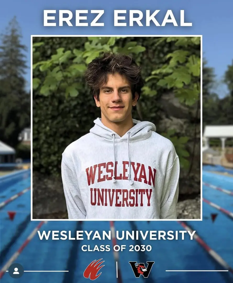 Young man in Wesleyan University hoodie.