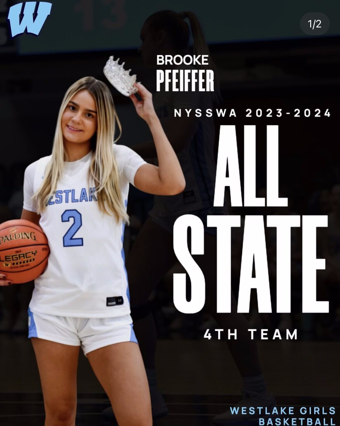 Basketball player celebrating All-State selection.